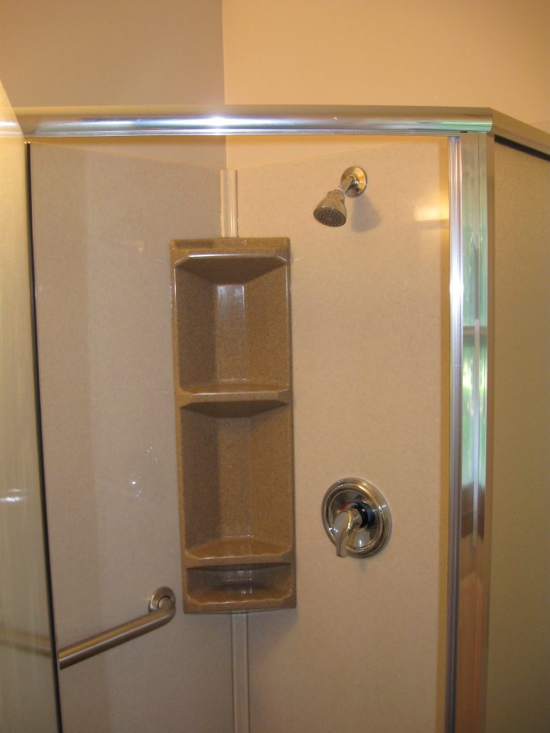 Onyx neo angle shower with corner shower caddy